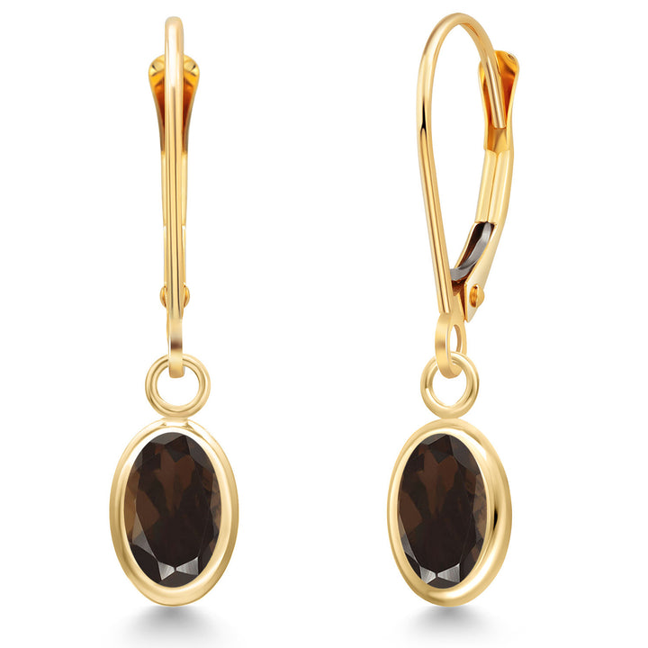 Smoky Quartz_Earrings in 14K Yellow Gold
