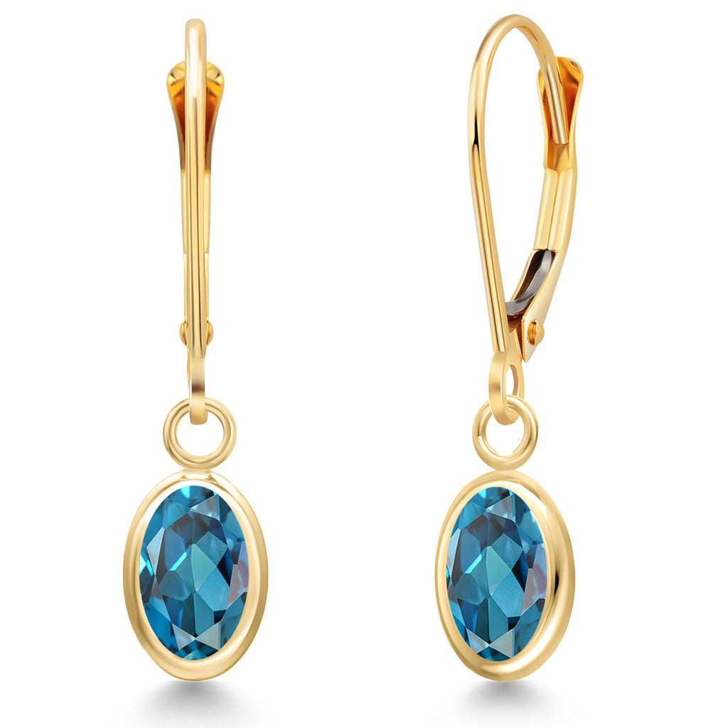 London Blue Topaz - November_Earrings in 14K Yellow Gold