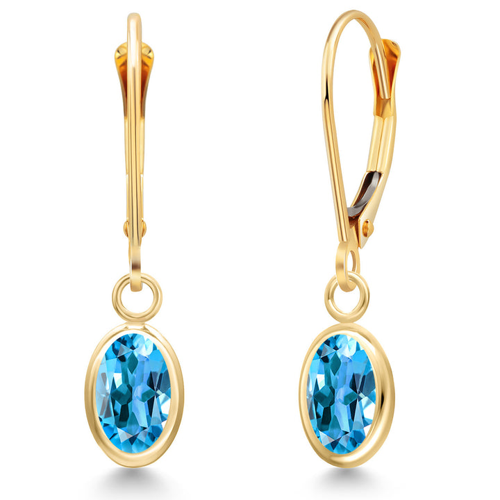 Swiss Blue Topaz - November_Earrings in 14K Yellow Gold