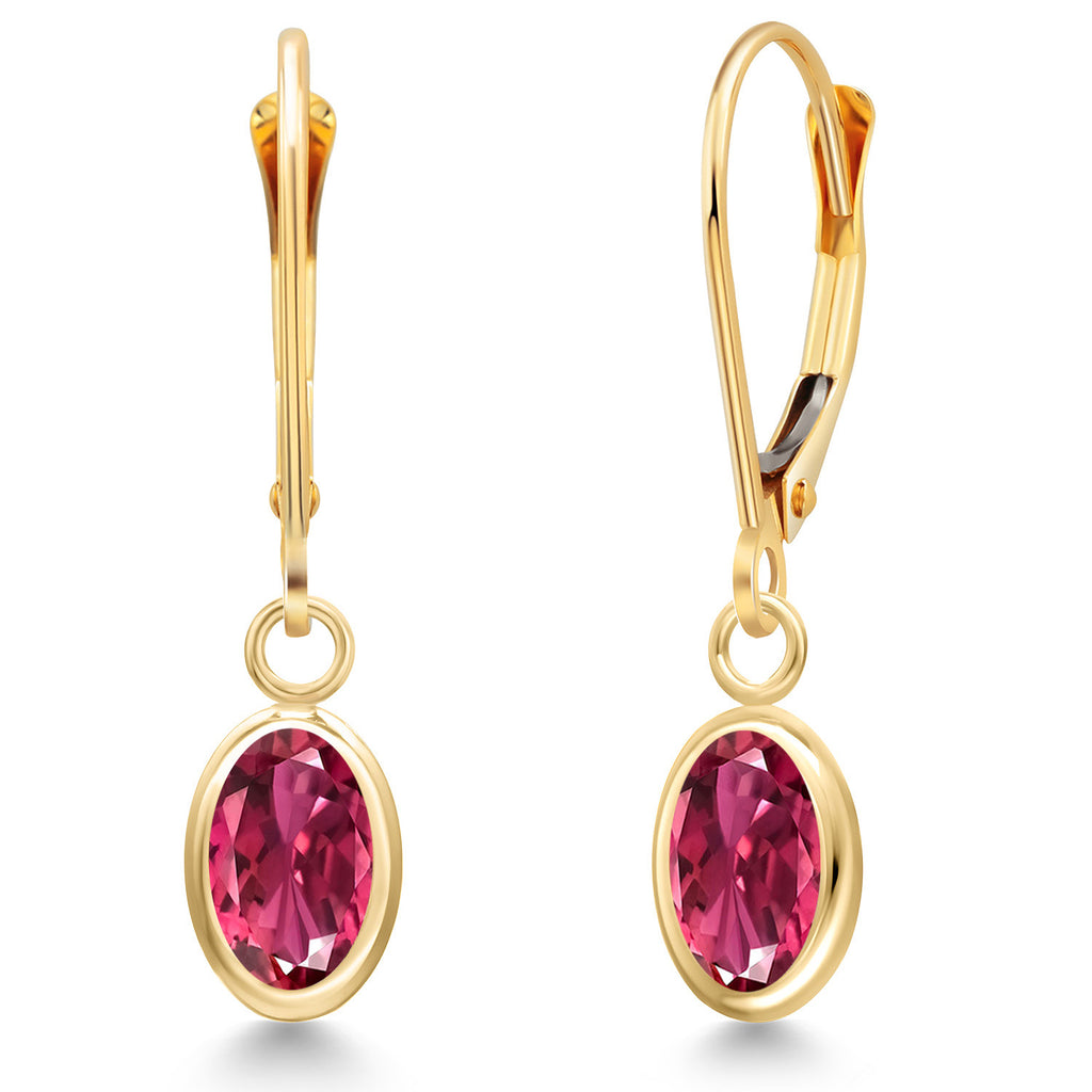 Pink Tourmaline - October_Earrings in 14K Yellow Gold
