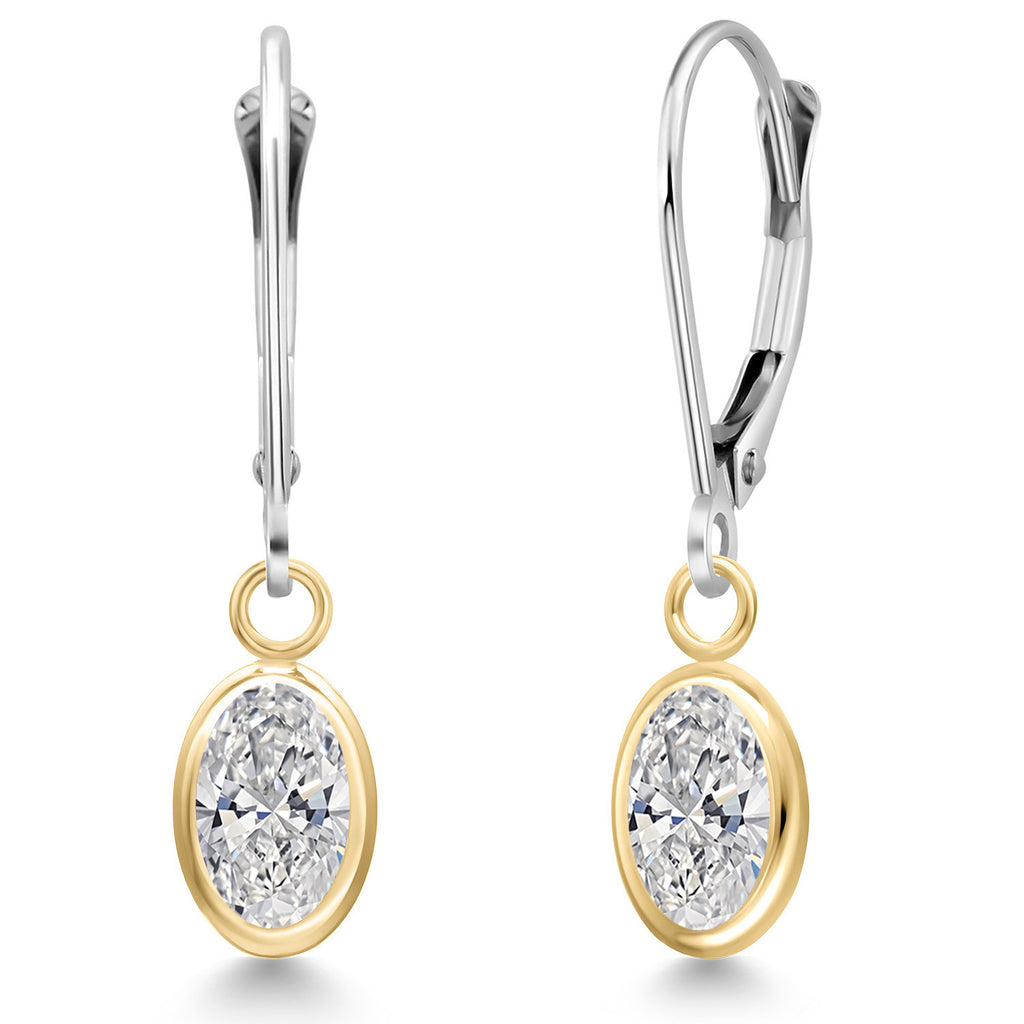 White Lab Grown Diamond - April_Earrings in 14K Two Tone Gold