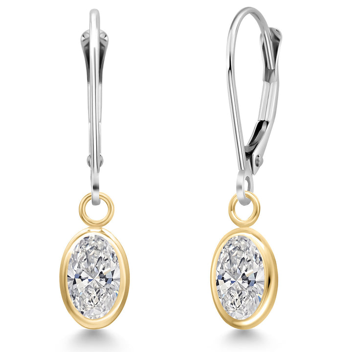 White Lab Grown Diamond - April_Earrings in 14K Two Tone Gold
