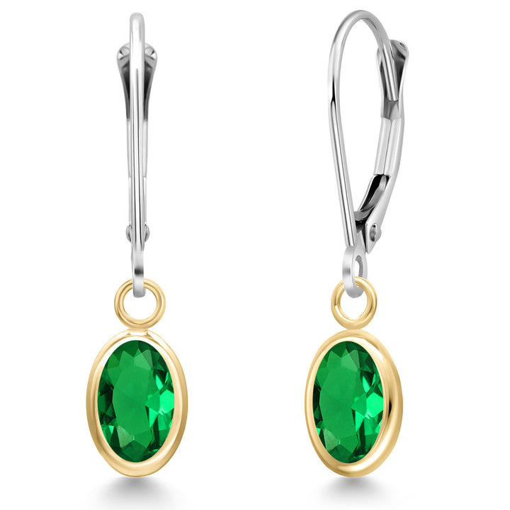Nano Emerald - May_Earrings in 14K Two Tone Gold