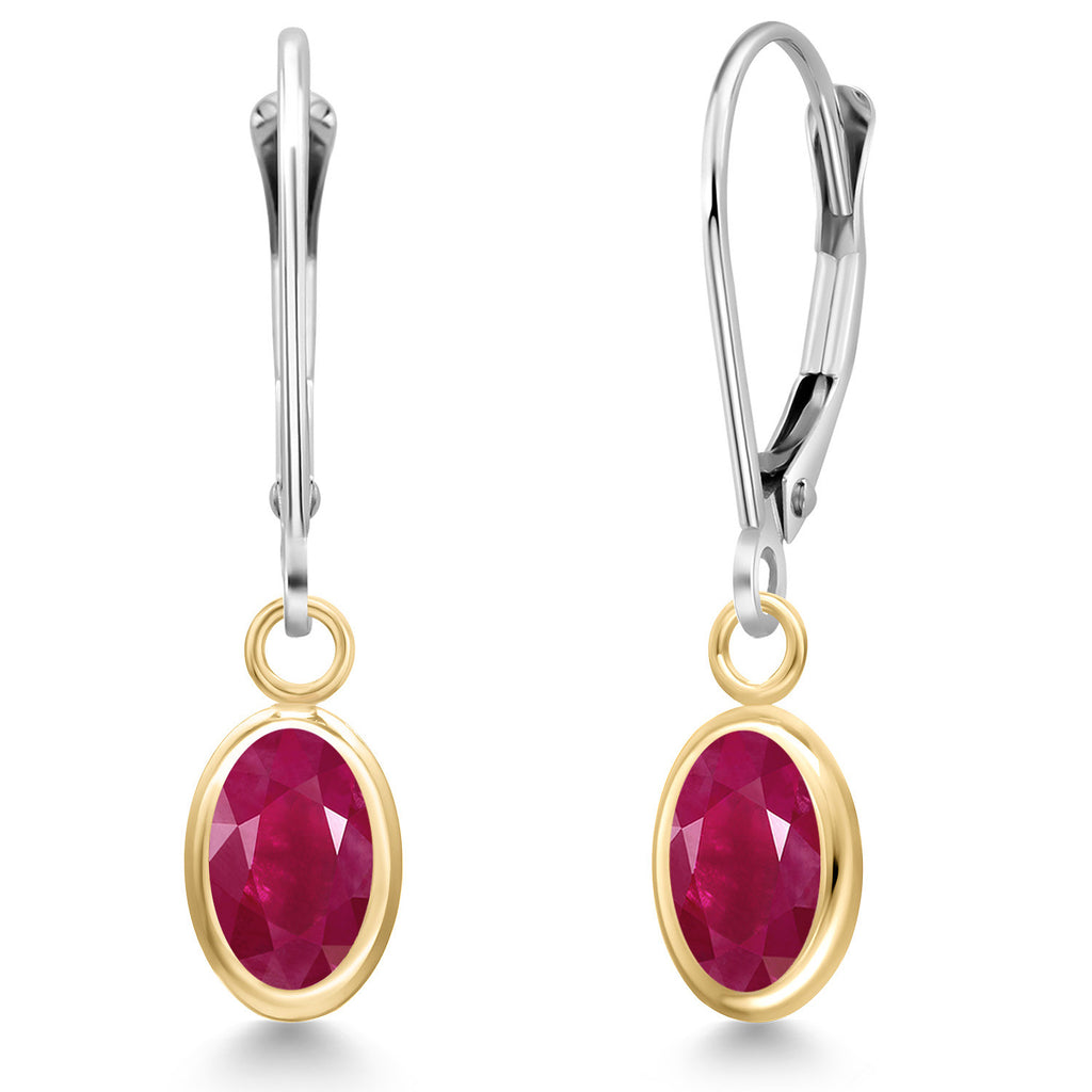Ruby - July_Earrings in 14K Two Tone Gold