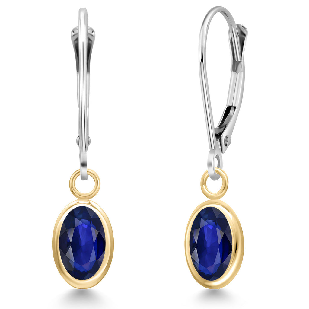Blue Sapphire - September_Earrings in 14K Two Tone Gold