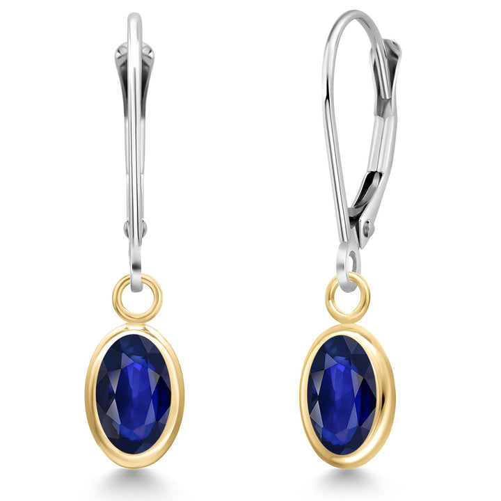 Blue Sapphire - September_Earrings in 14K Two Tone Gold