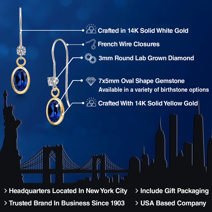 Earrings in 14K Two Tone Gold