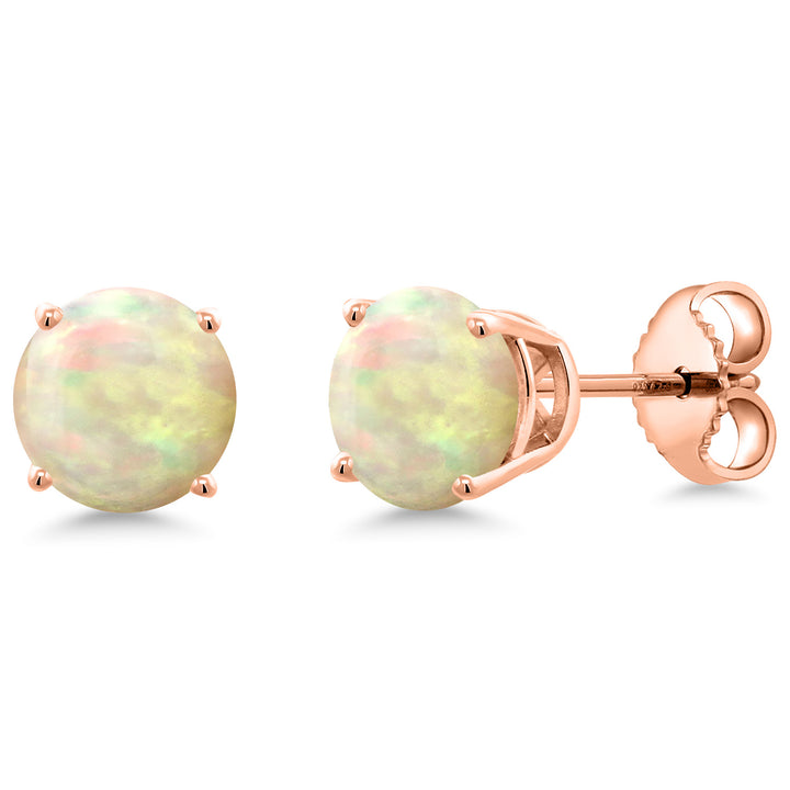 Ethiopian Opal-Cabochon - October_Earrings in 925 Rose Gold Plated Silver