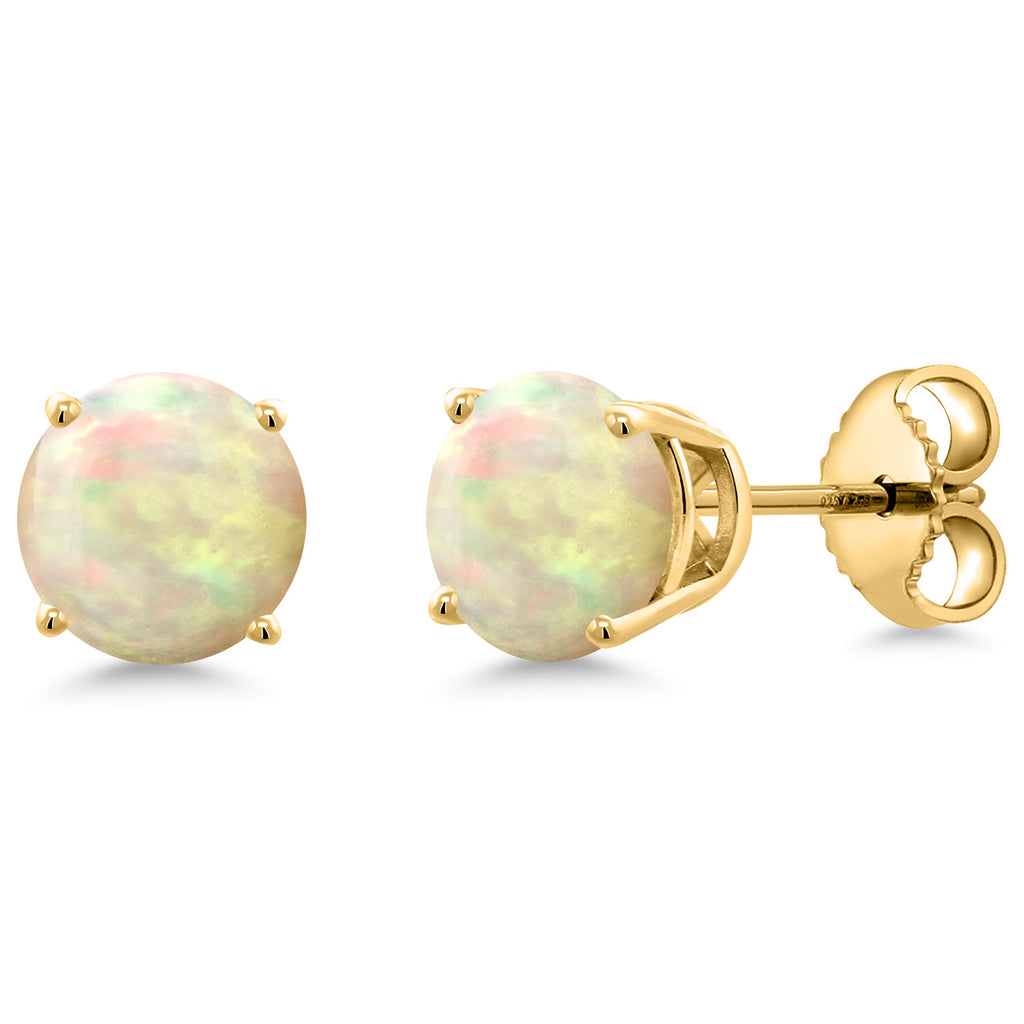 Ethiopian Opal-Cabochon - October_Earrings in 925 Yellow Gold Plated Silver
