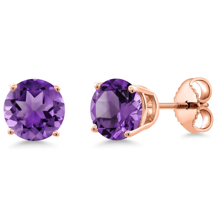Amethyst - February_Earrings in 925 Rose Gold Plated Silver