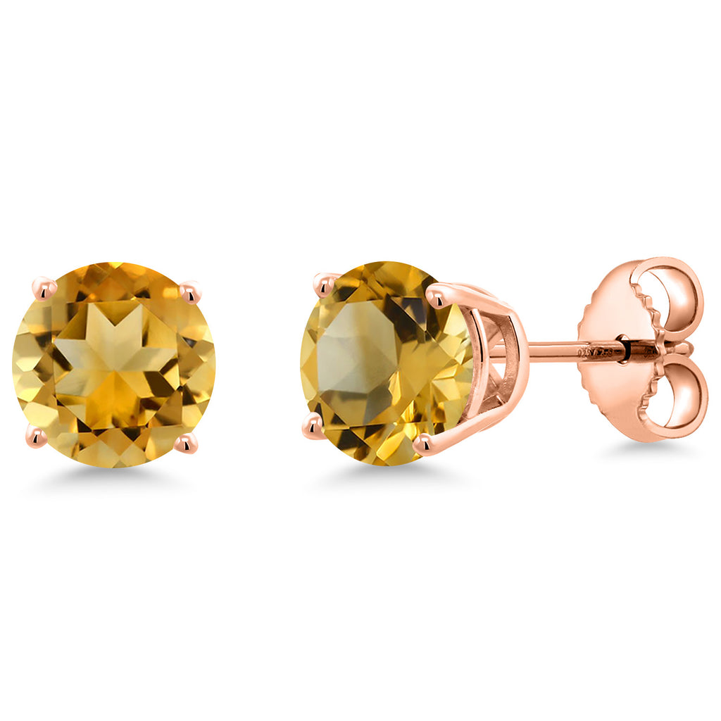 Citrine - November_Earrings in 925 Rose Gold Plated Silver