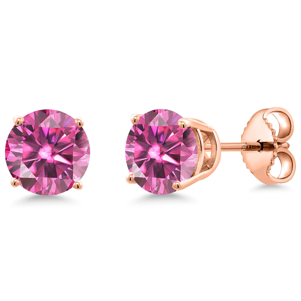 Pink Moissanite - April_Earrings in 925 Rose Gold Plated Silver