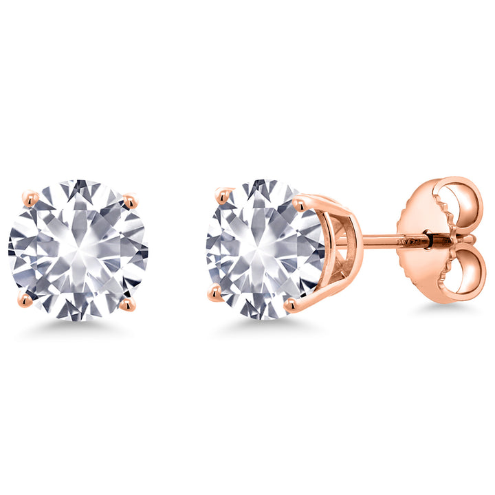 White Created Sapphire - September_Earrings in 925 Rose Gold Plated Silver