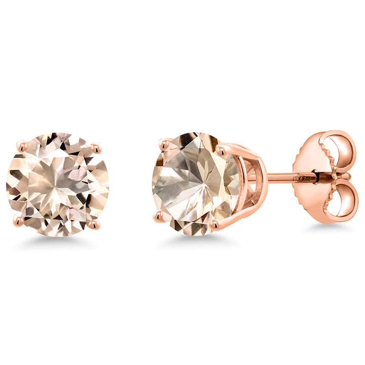 Morganite - October_Earrings in 925 Rose Gold Plated Silver