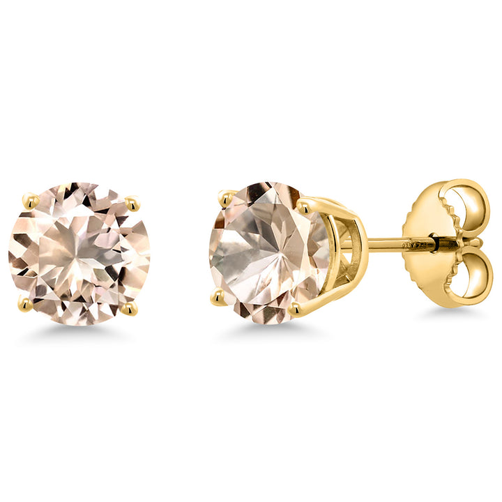 Morganite - October_Earrings in 925 Yellow Gold Plated Silver