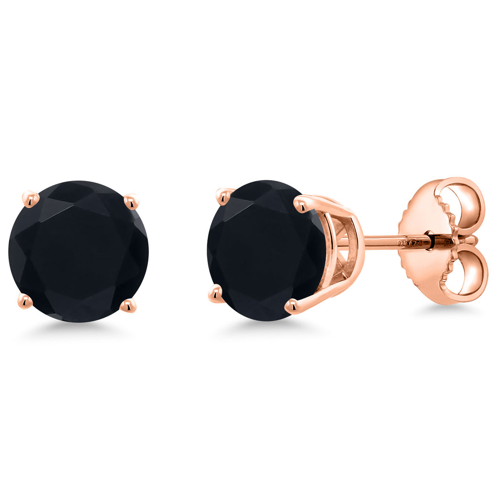 Onyx - December_Earrings in 925 Rose Gold Plated Silver
