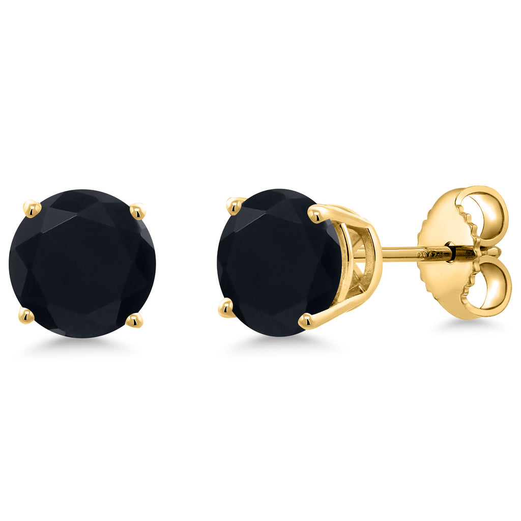 Onyx - December_Earrings in 925 Yellow Gold Plated Silver