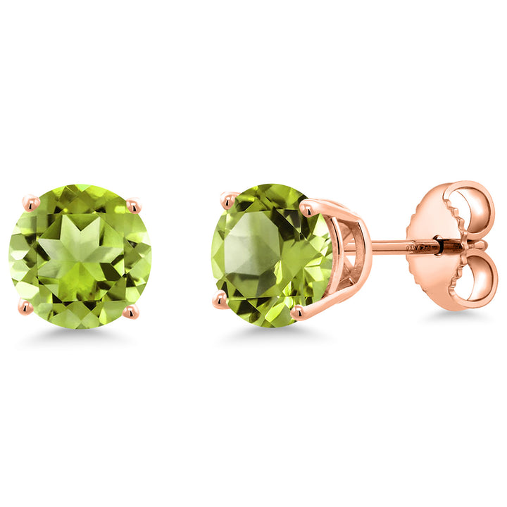 Peridot - August_Earrings in 925 Rose Gold Plated Silver