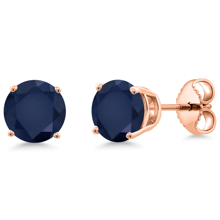 Blue Sapphire - September_Earrings in 925 Rose Gold Plated Silver