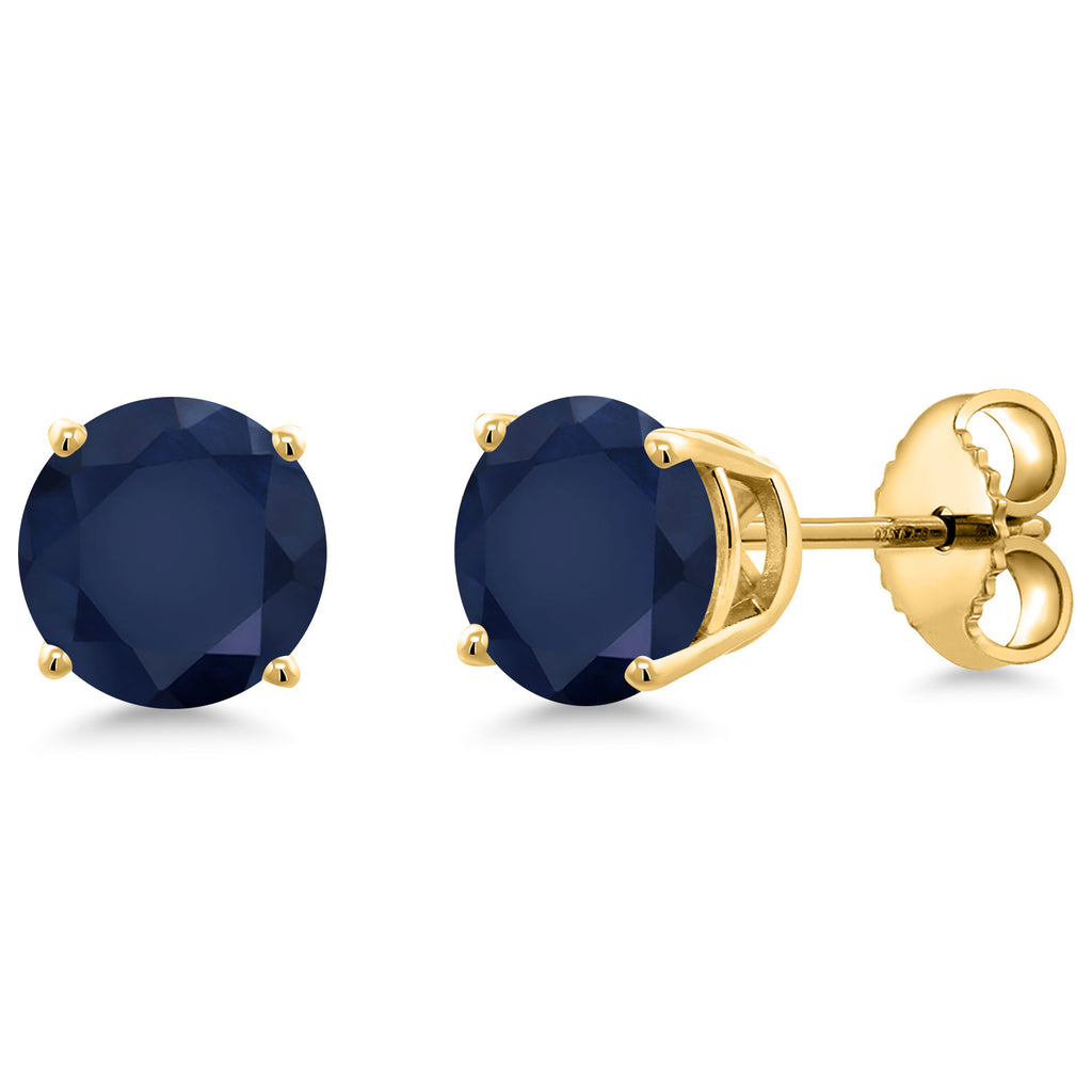 Blue Sapphire - September_Earrings in 925 Yellow Gold Plated Silver