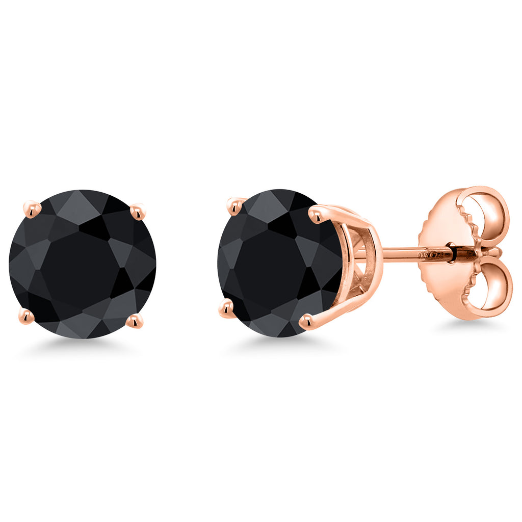 Black Sapphire - September_Earrings in 925 Rose Gold Plated Silver