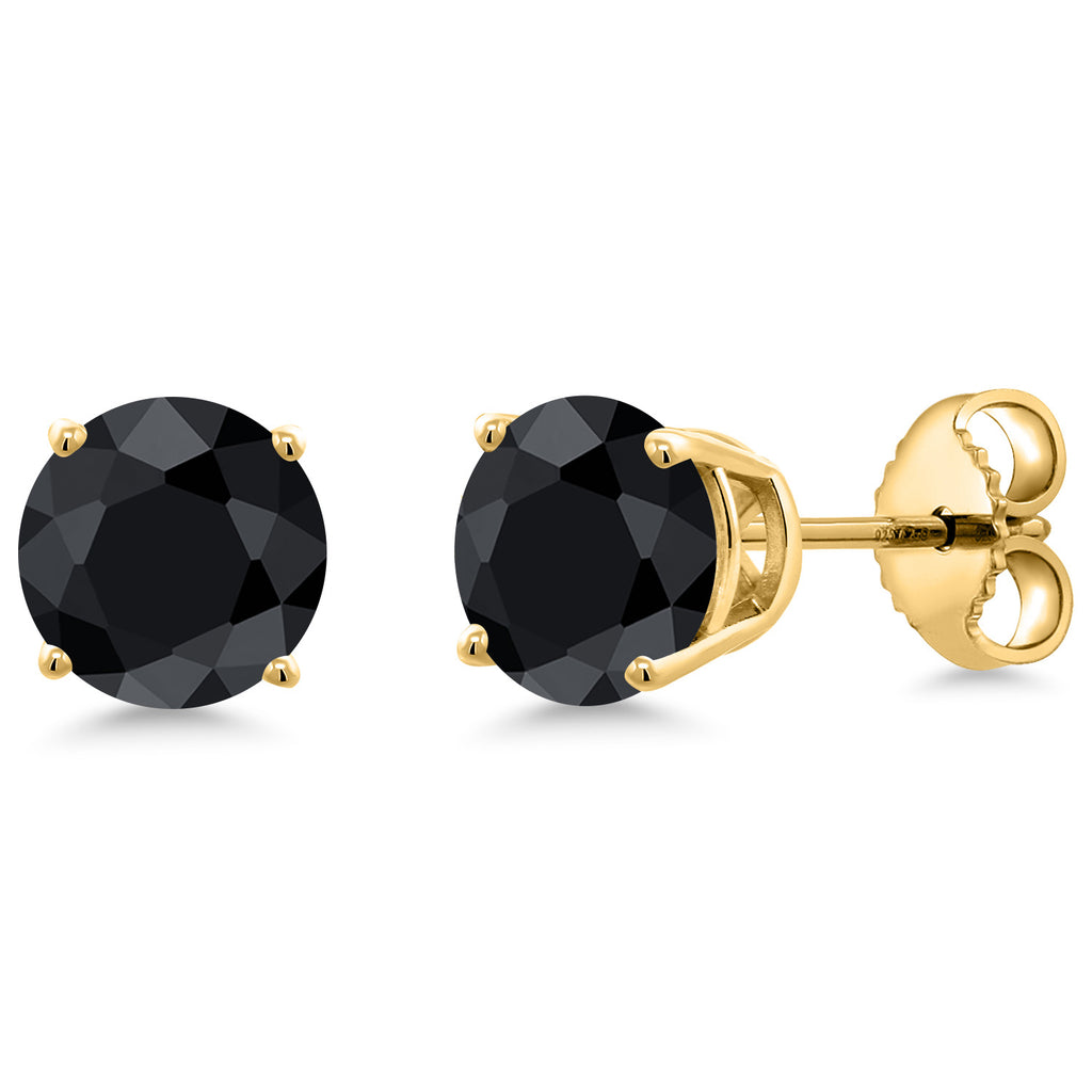 Black Sapphire - September_Earrings in 925 Yellow Gold Plated Silver