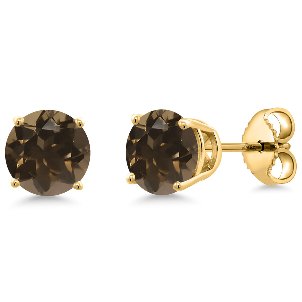 Smoky Quartz_Earrings in 925 Yellow Gold Plated Silver
