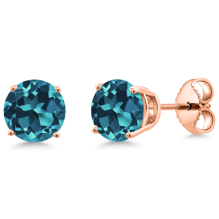 London Blue Topaz - November_Earrings in 925 Rose Gold Plated Silver