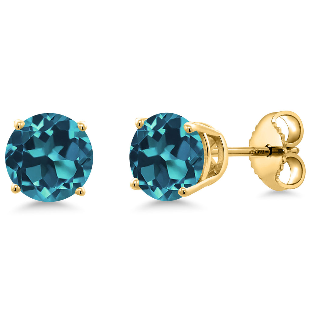 London Blue Topaz - November_Earrings in 925 Yellow Gold Plated Silver