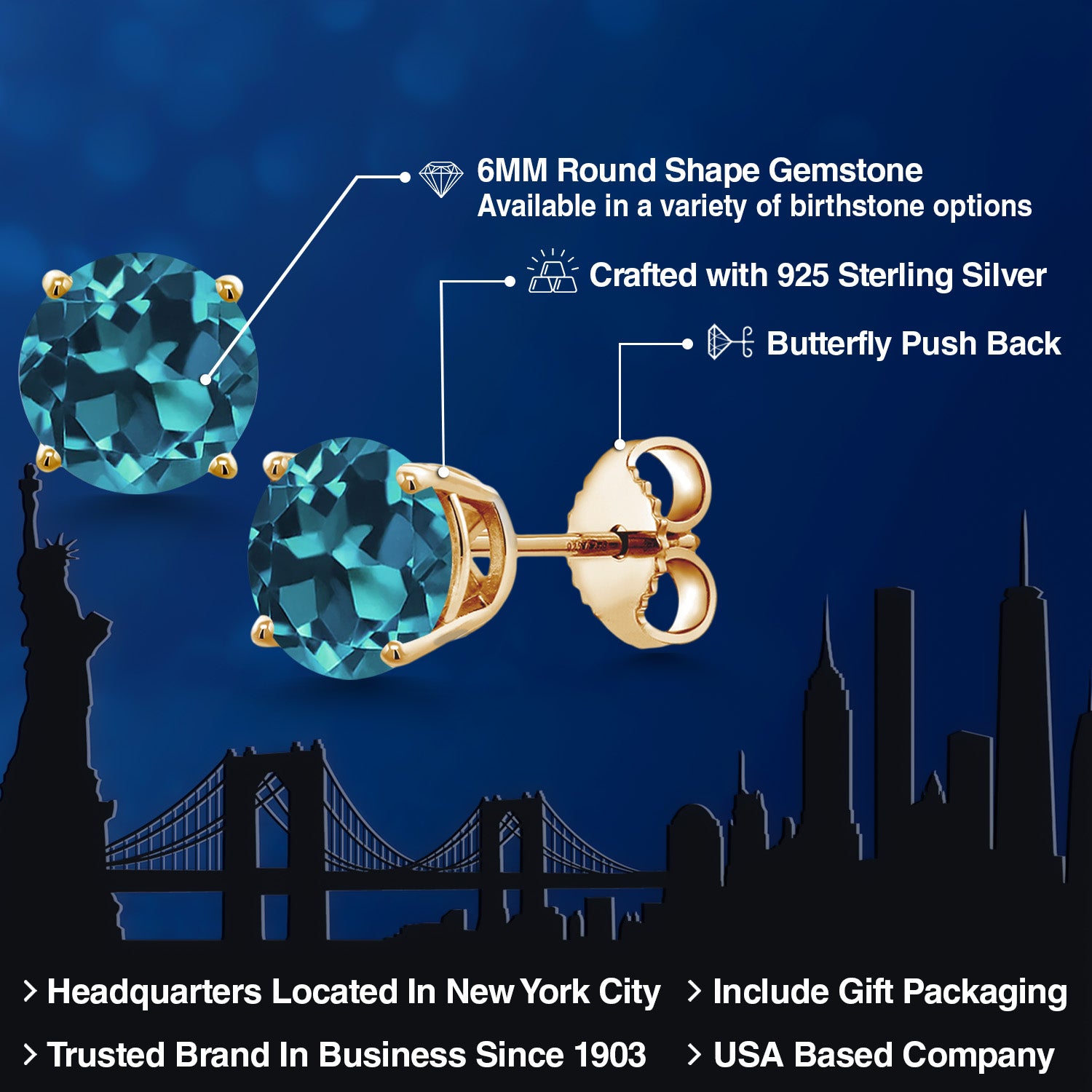 Earrings in 925 Yellow Gold Plated Silver