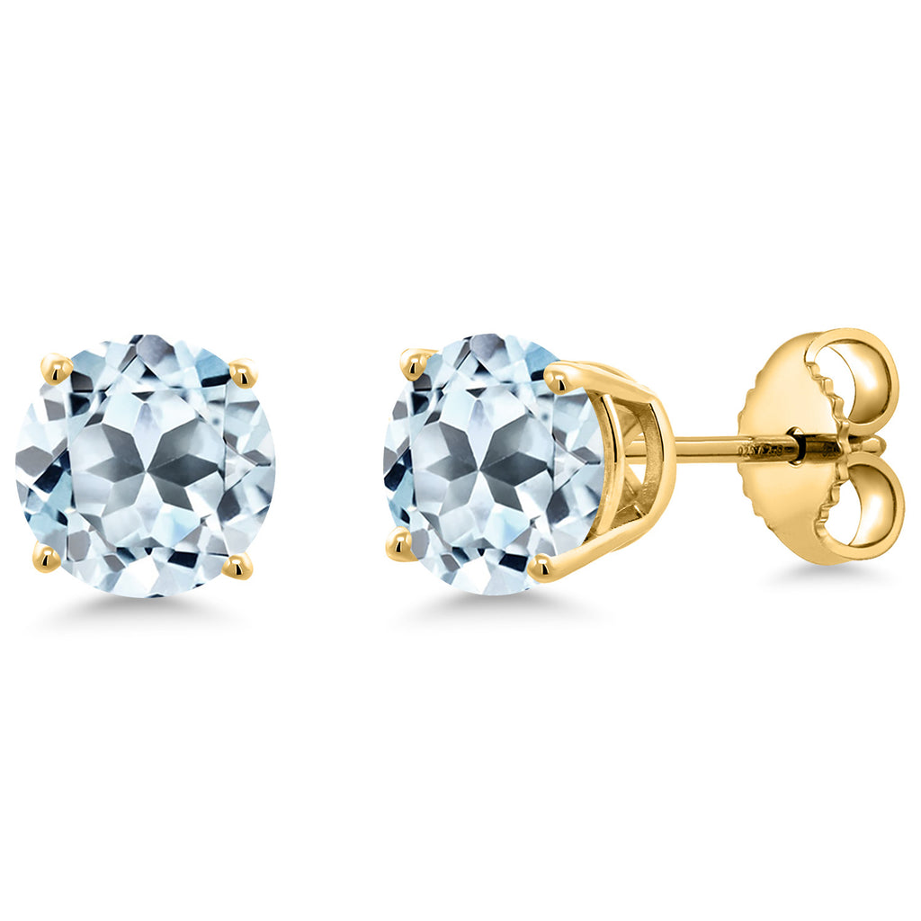 Sky Blue Topaz - November_Earrings in 925 Yellow Gold Plated Silver