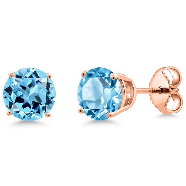 Swiss Blue Topaz - November_Earrings in 925 Rose Gold Plated Silver