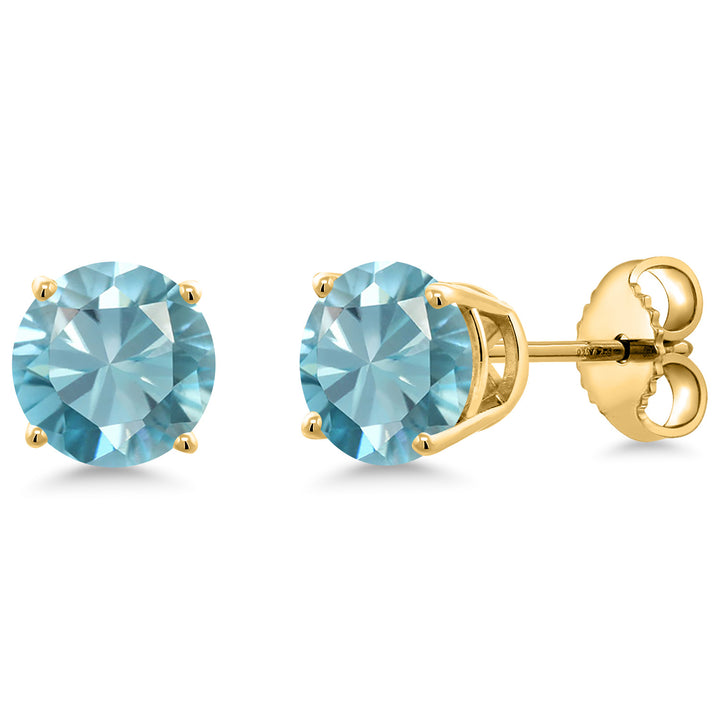Blue Zircon_Earrings in 925 Yellow Gold Plated Silver
