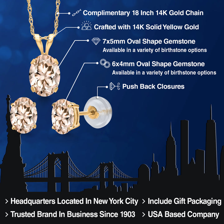 Pendant Earrings Set in 14K Yellow Gold