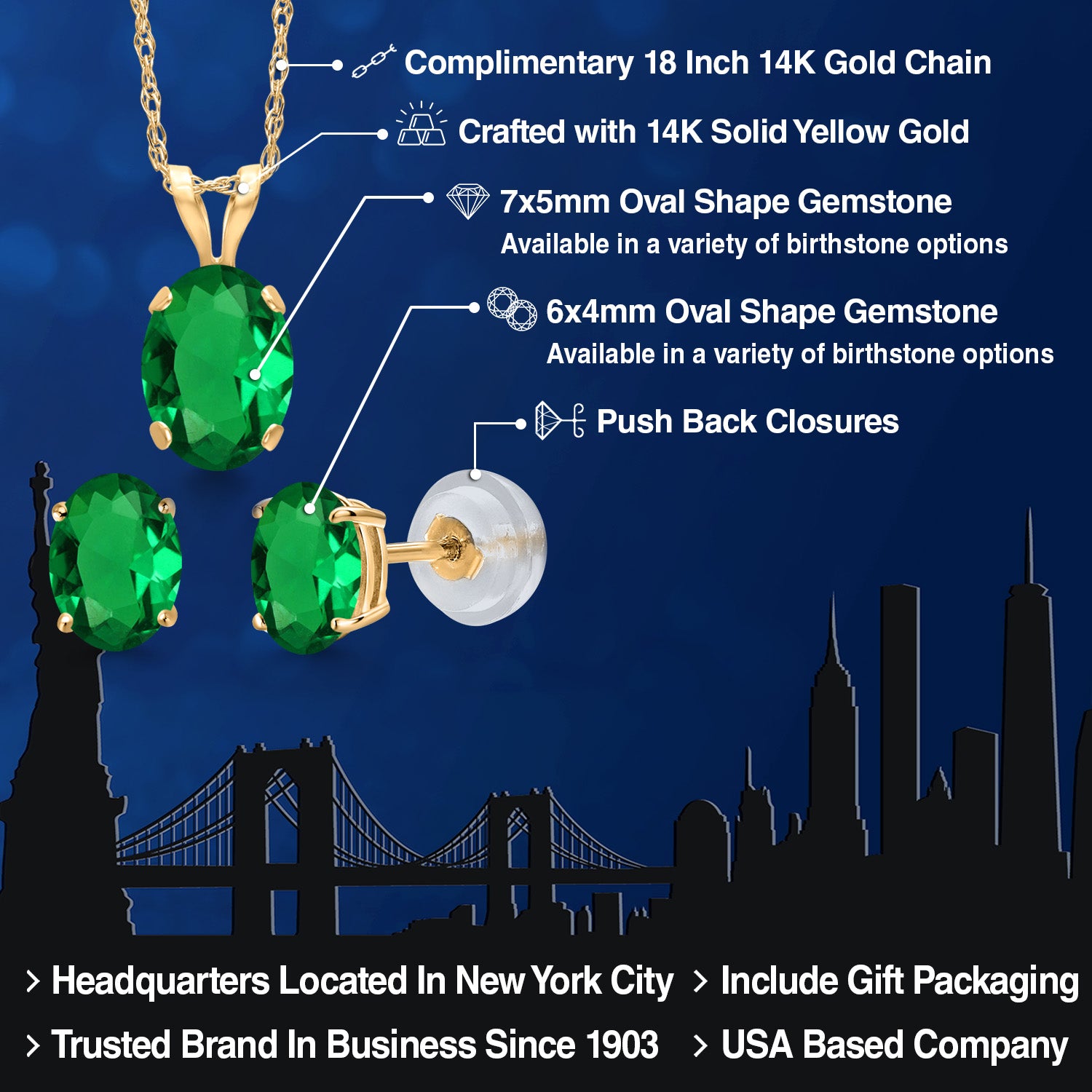 Pendant Earrings Set in 14K Yellow Gold