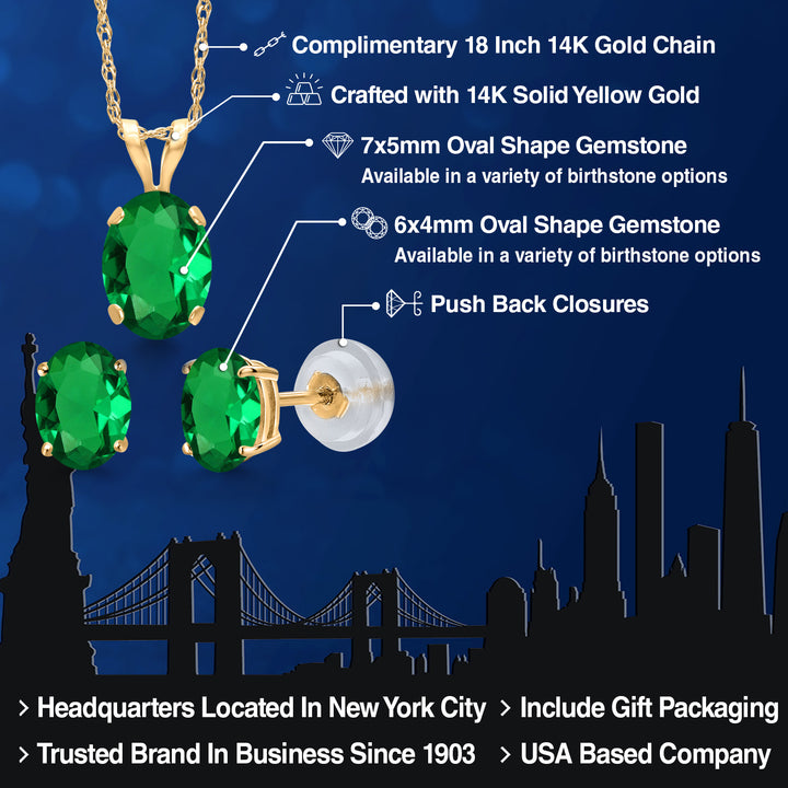 Pendant Earrings Set in 14K Yellow Gold