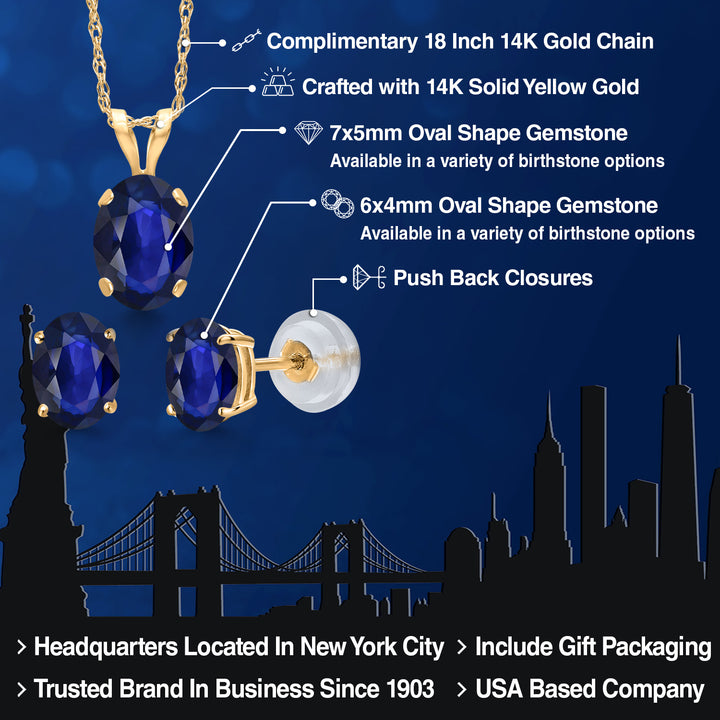 Pendant Earrings Set in 14K Yellow Gold