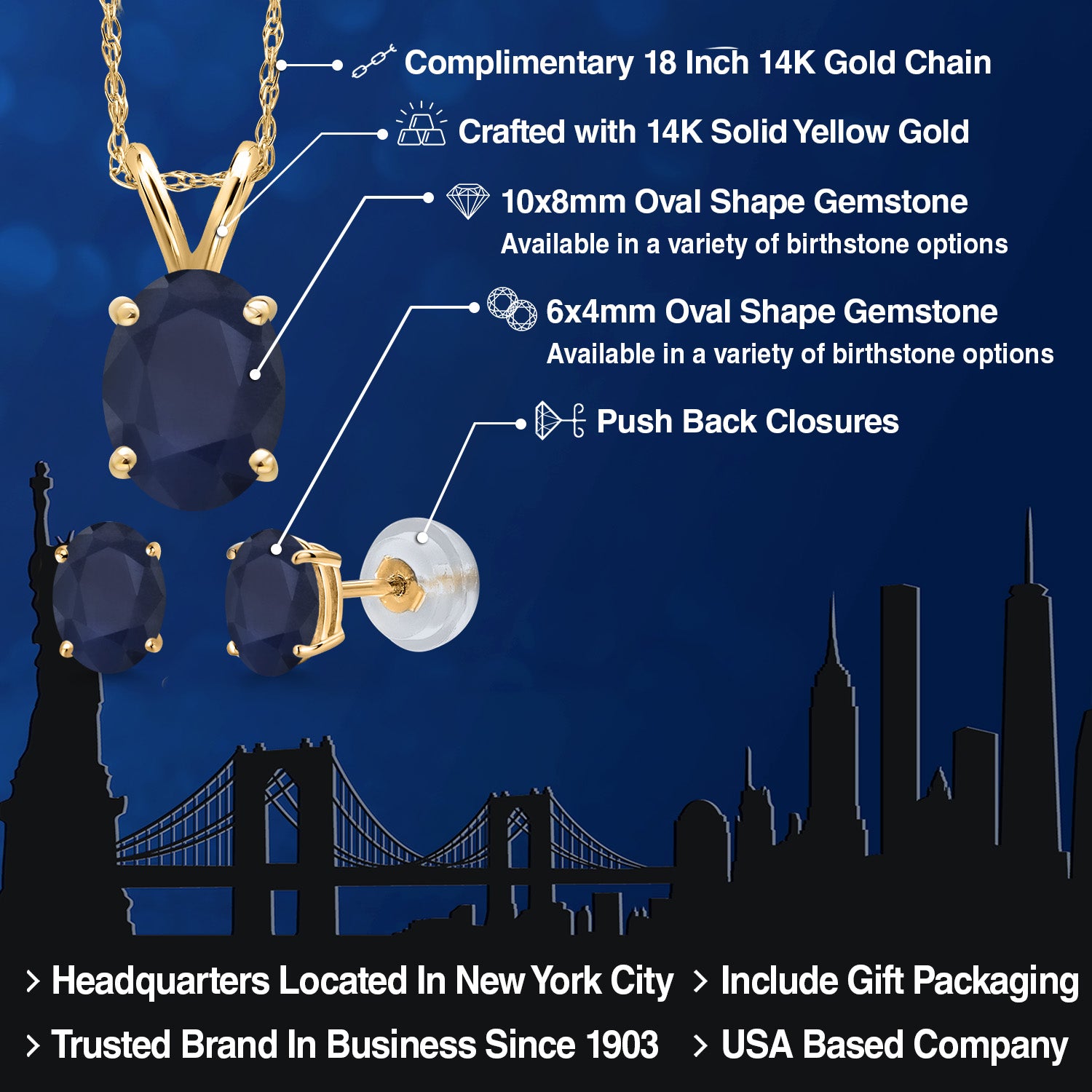 Pendant Earrings Set in 14K Yellow Gold