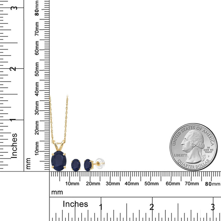 Pendant Earrings Set in 14K Yellow Gold