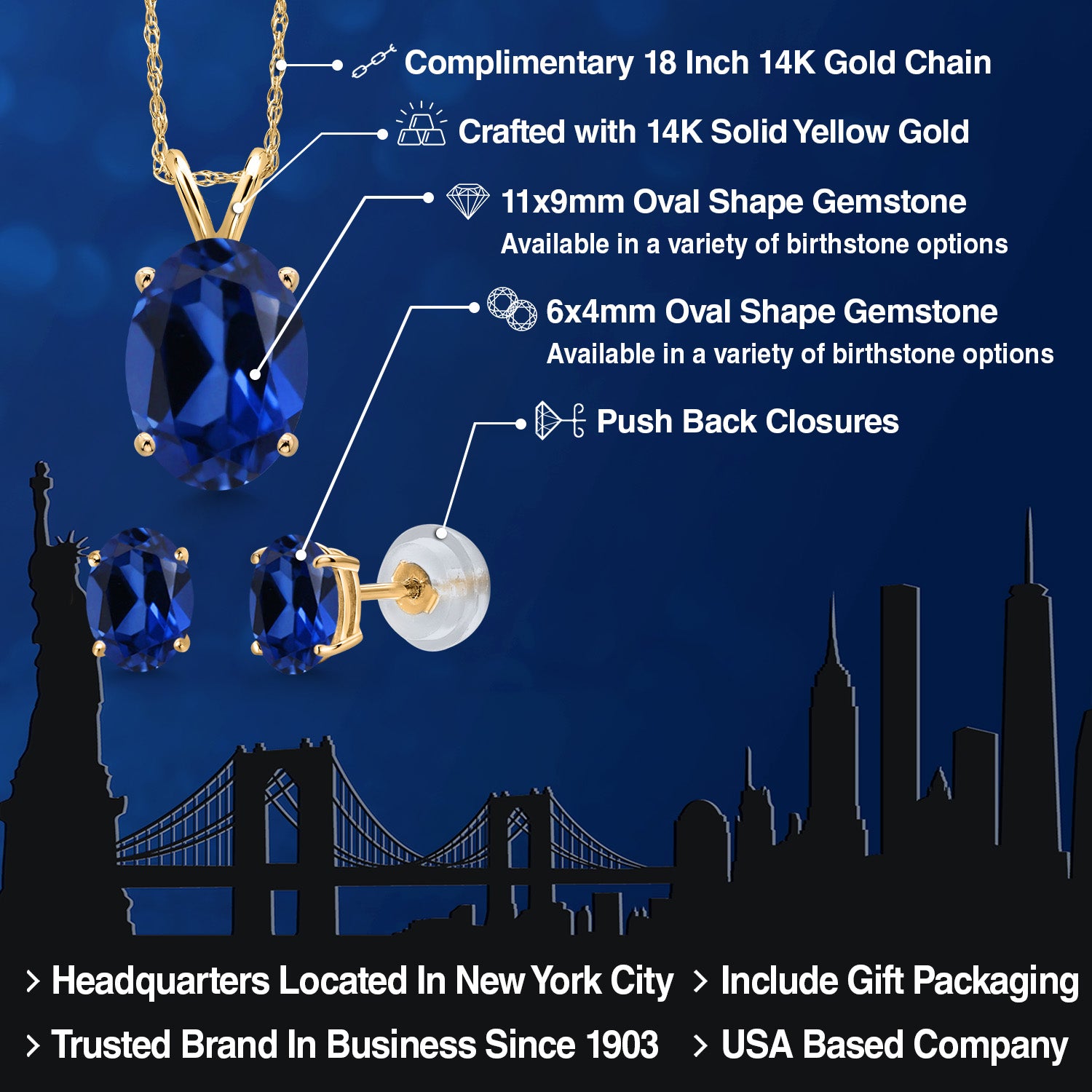 Pendant Earrings Set in 14K Yellow Gold