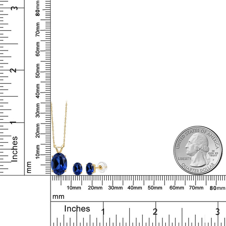 Pendant Earrings Set in 14K Yellow Gold