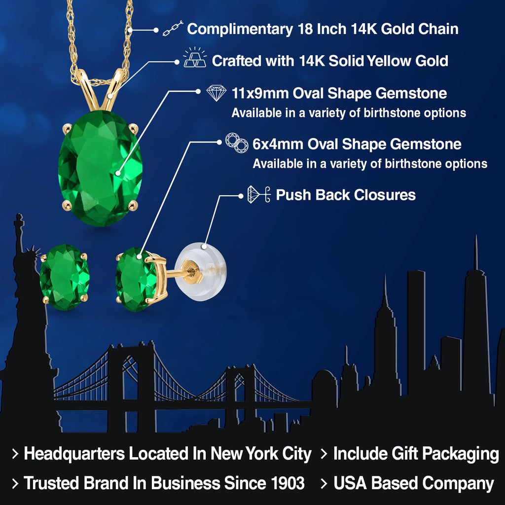 Pendant Earrings Set in 14K Yellow Gold
