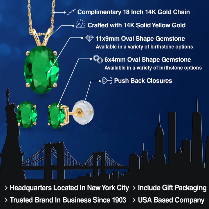 Pendant Earrings Set in 14K Yellow Gold