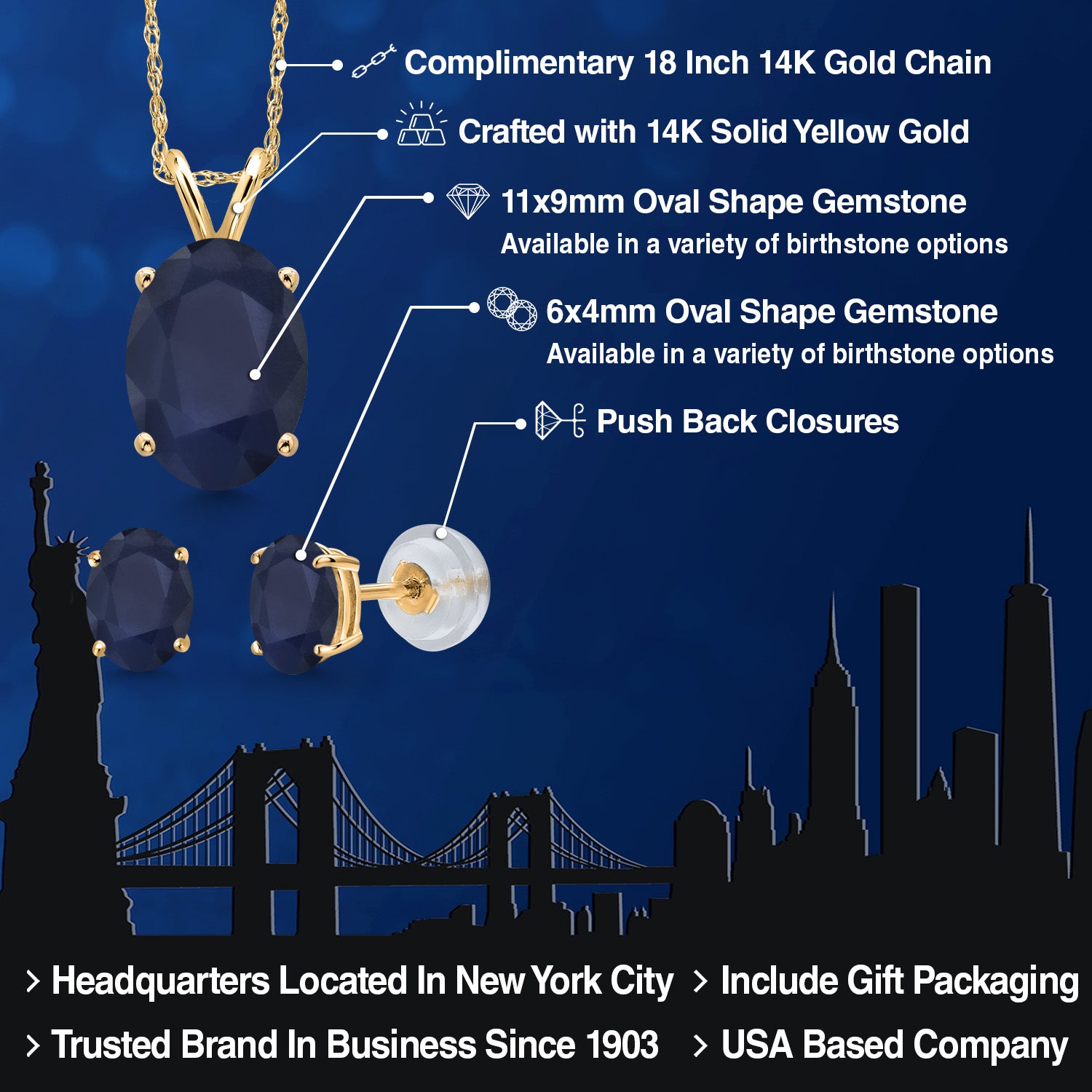 Pendant Earrings Set in 14K Yellow Gold