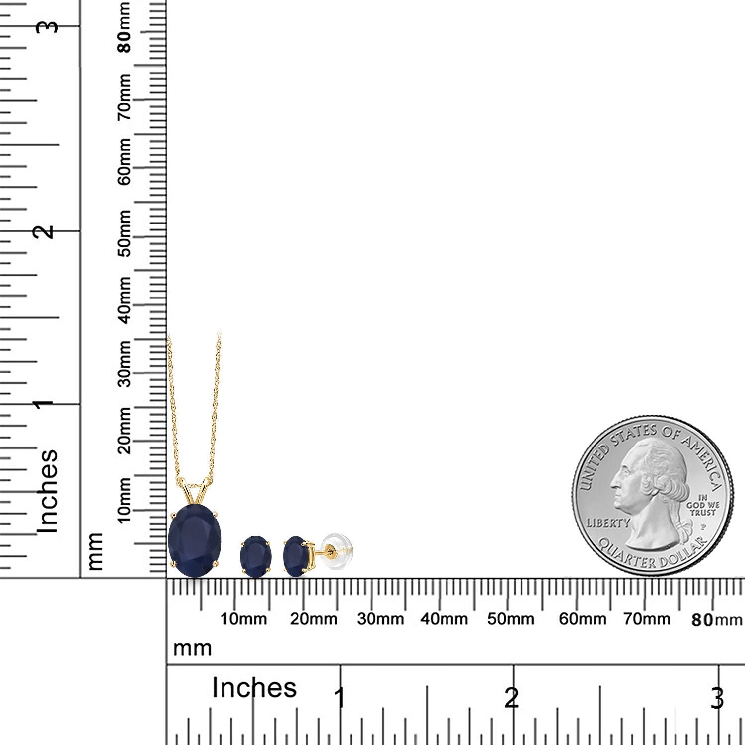 Pendant Earrings Set in 14K Yellow Gold