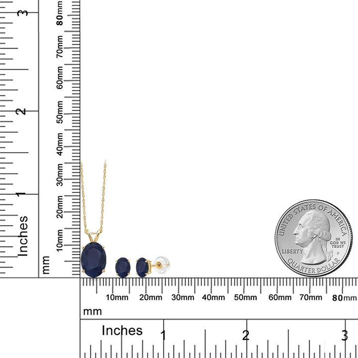 Pendant Earrings Set in 14K Yellow Gold