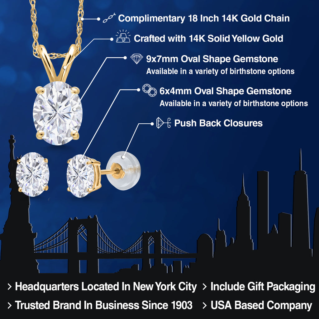 Pendant Earrings Set in 14K Yellow Gold