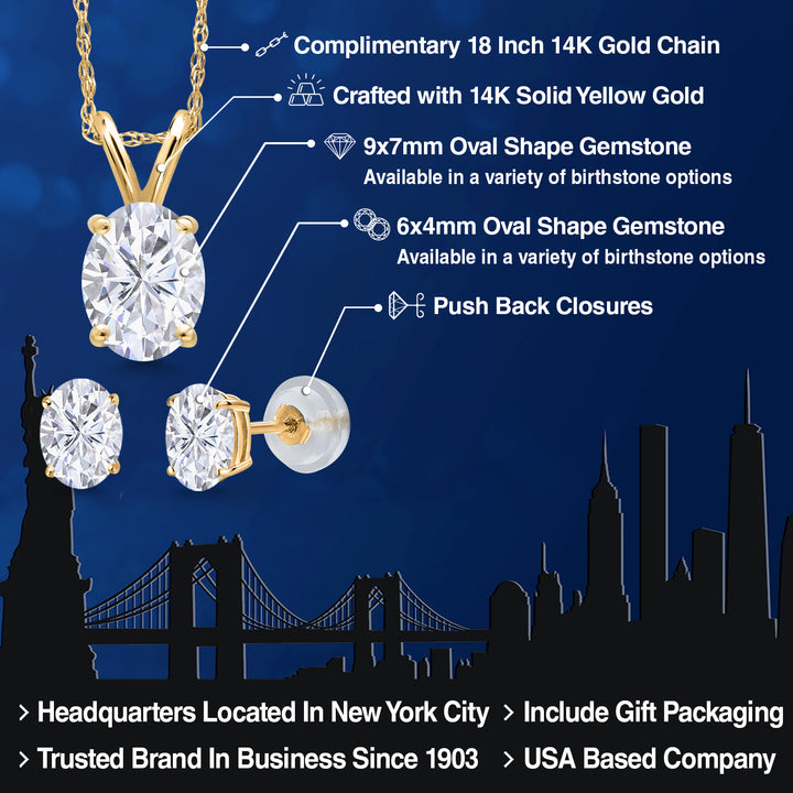 Pendant Earrings Set in 14K Yellow Gold