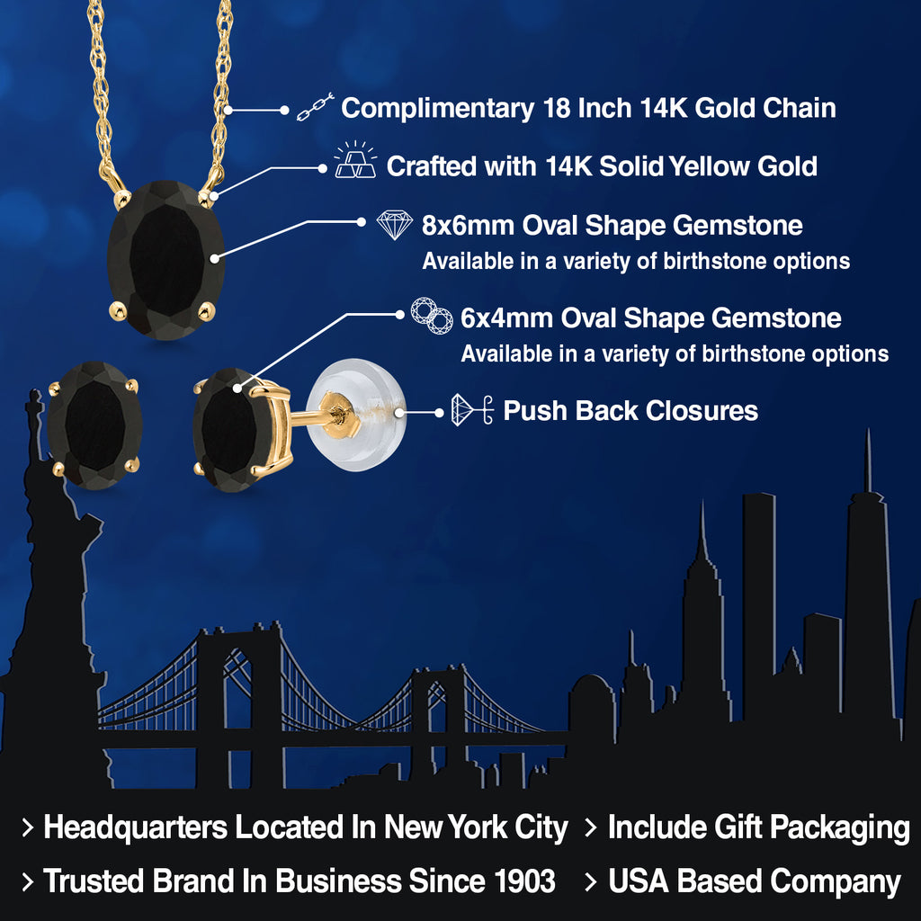 Pendant Earrings Set in 14K Yellow Gold