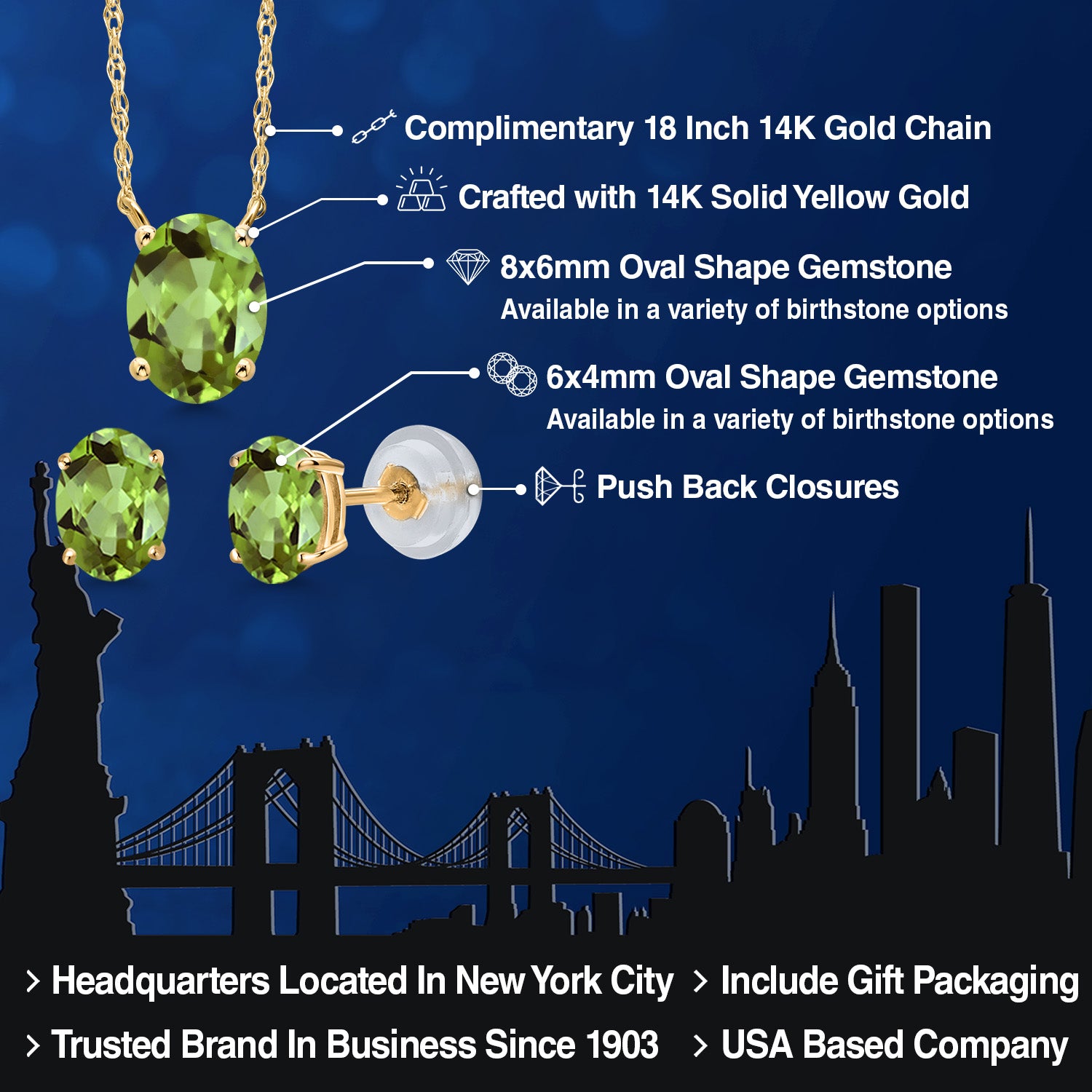 Pendant Earrings Set in 14K Yellow Gold